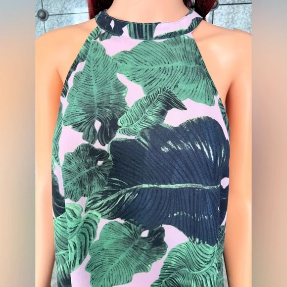 Tropical Green and Pink Midi Dress - Picture 3 of 16
